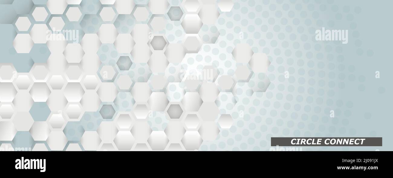 Vector banner design. White background with hexagon pattern. Hexagons geometric element concept network Stock Vector