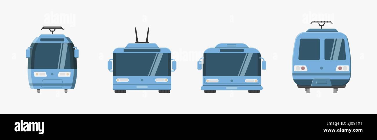public transport front view icons vector illustration Stock Vector