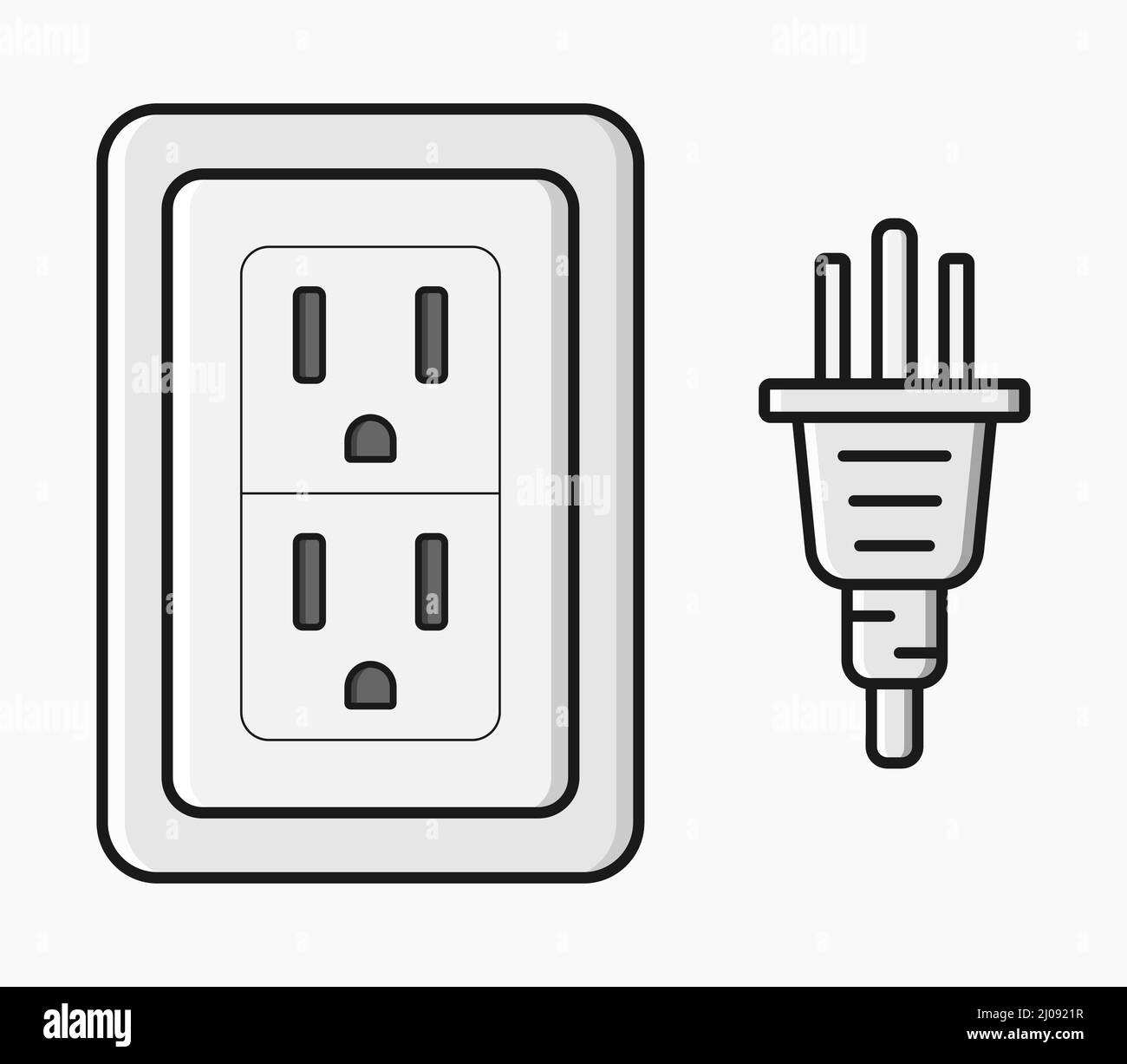 power outlet plug type b vector flat illustration Stock Vector