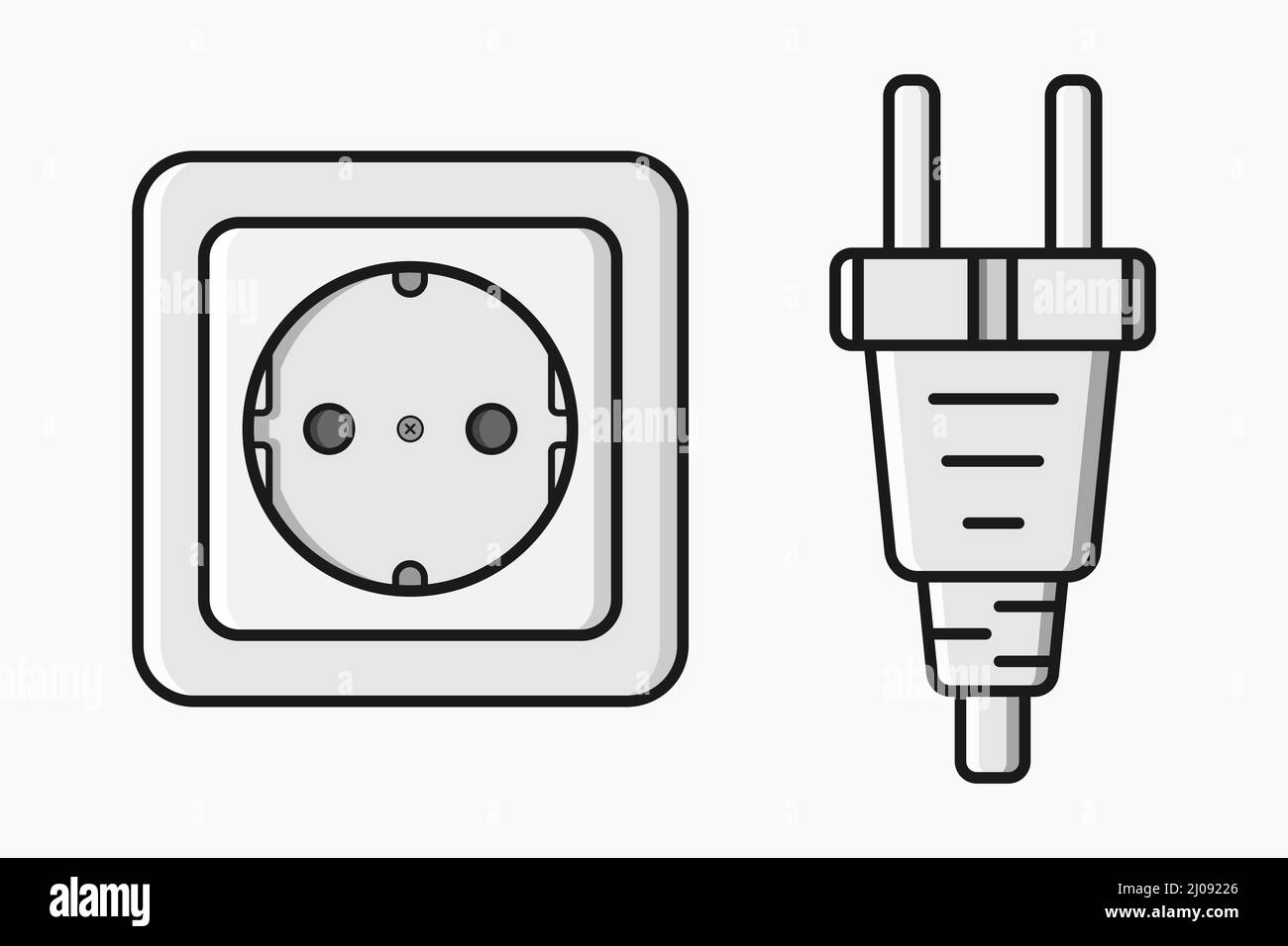 power outlet plug type f vector flat illustration Stock Vector