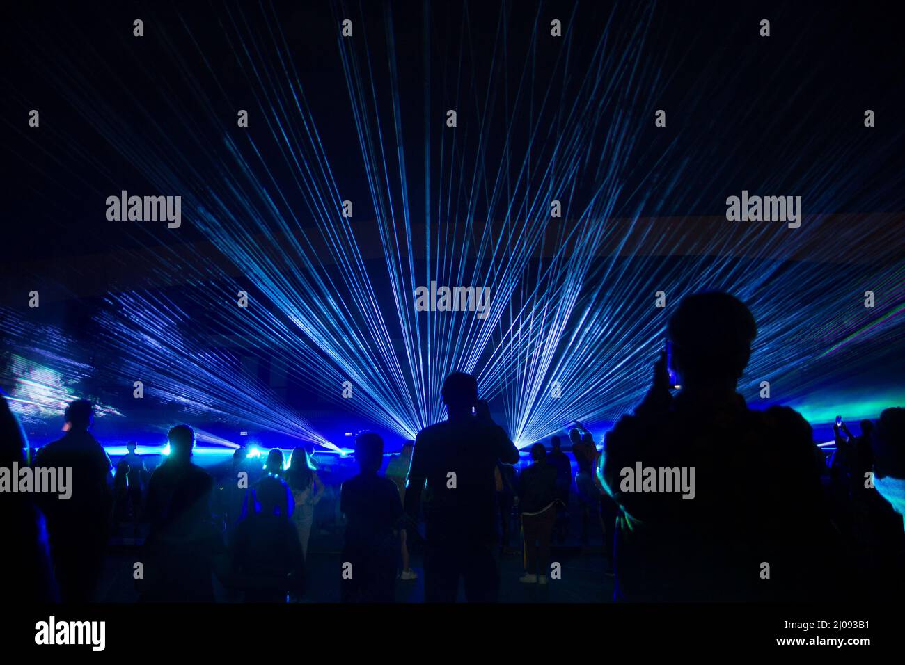 blue laser lights Stock Photo