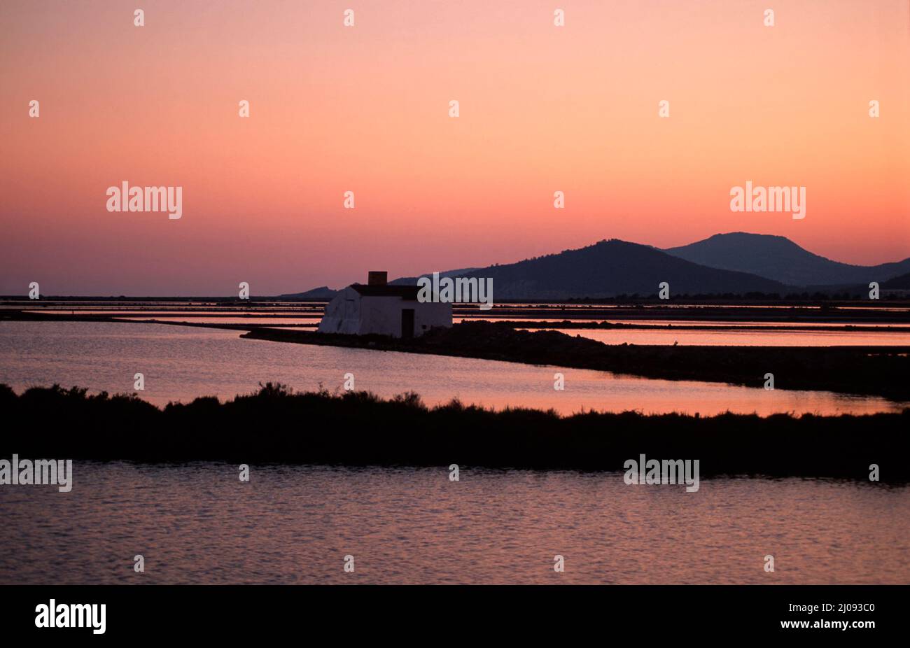 Salinas at sunset, Ibiza, Spain, Europe Stock Photo