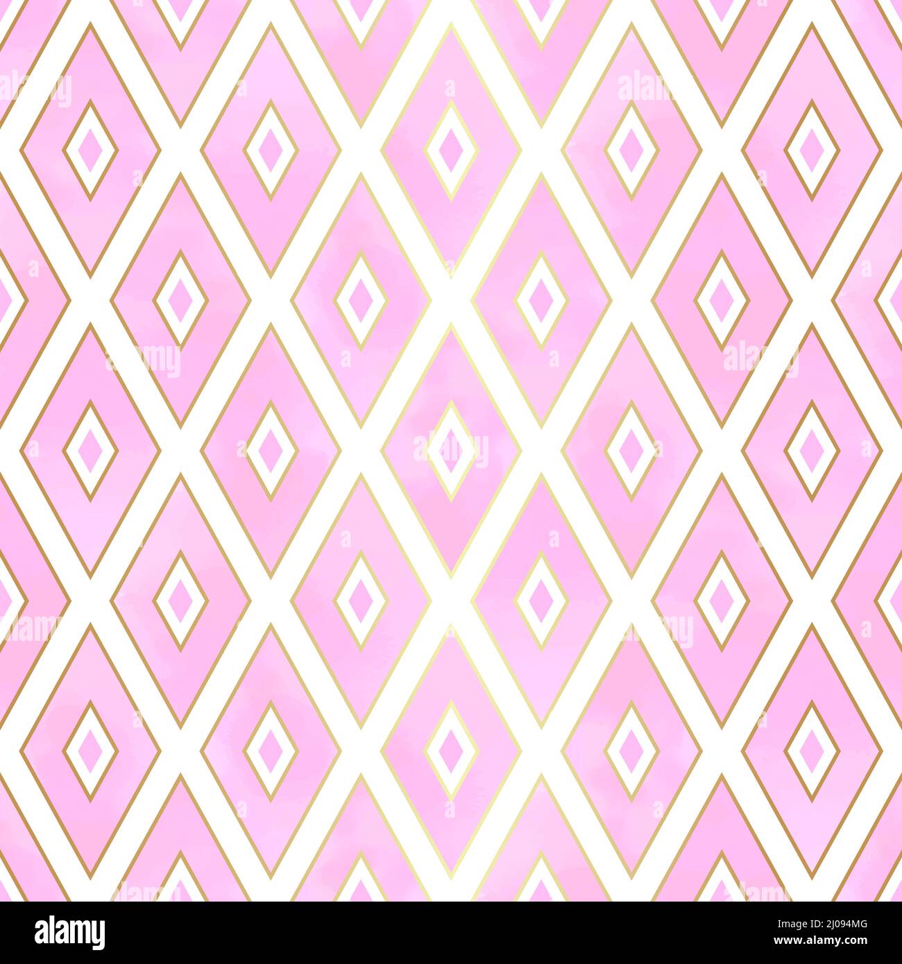 Pink Gold Seamless Pattern Vector with Geometric Rhombus Shapes Stock Vector