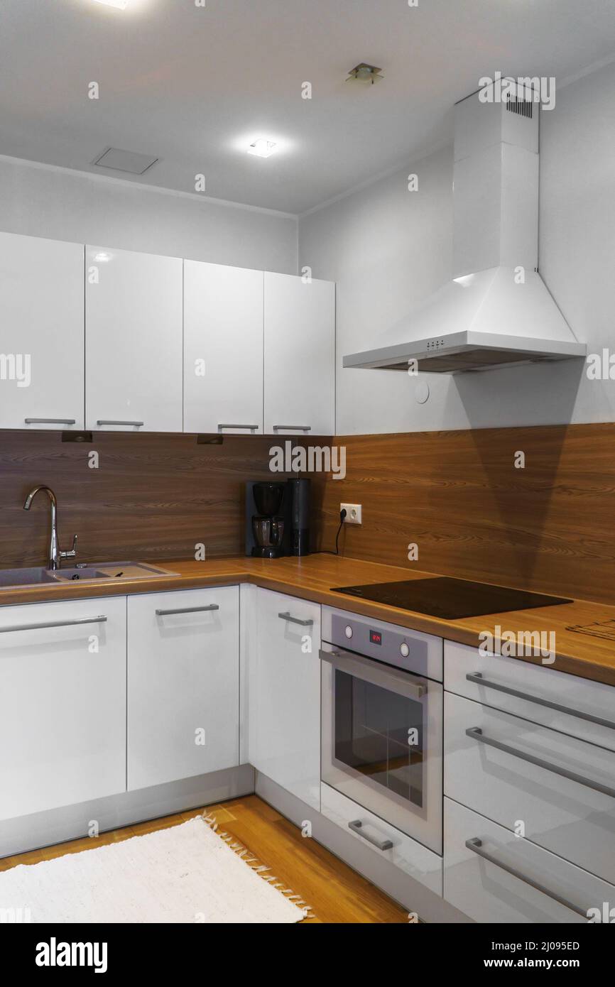 Image showcasing Modern simple Scandinavian style kitchen interior Stock Photo - Alamy