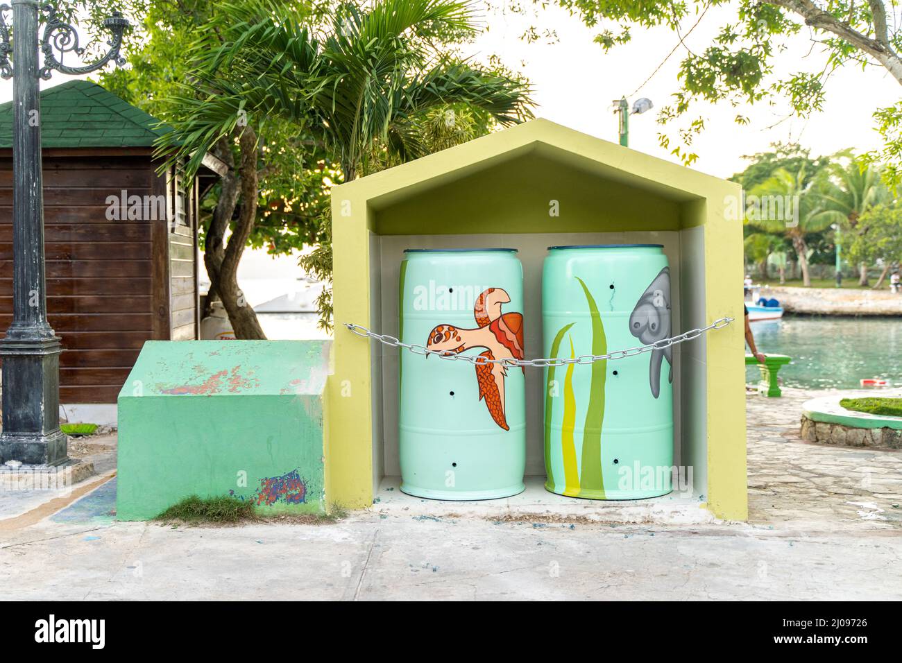 View of the new trash system in Bayahibe Dominican republic Stock Photo