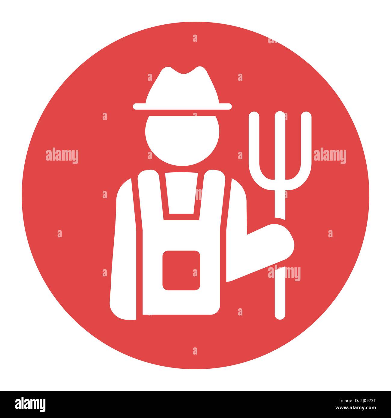 Farmer holding pitchfork isolated vector glyph icon. Graph symbol for ...