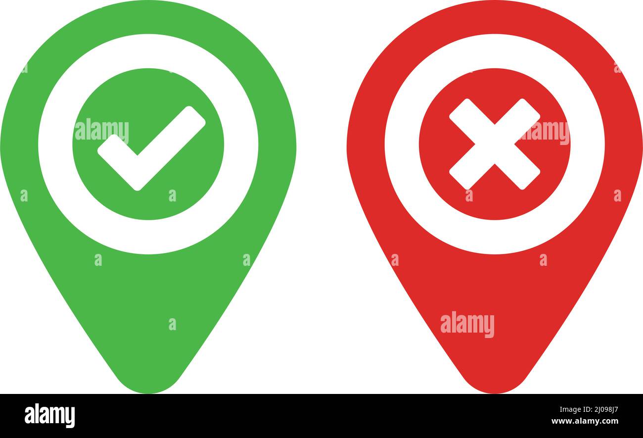 Map pins for checkpoints and off-limits areas. Editable vectors. Stock Vector