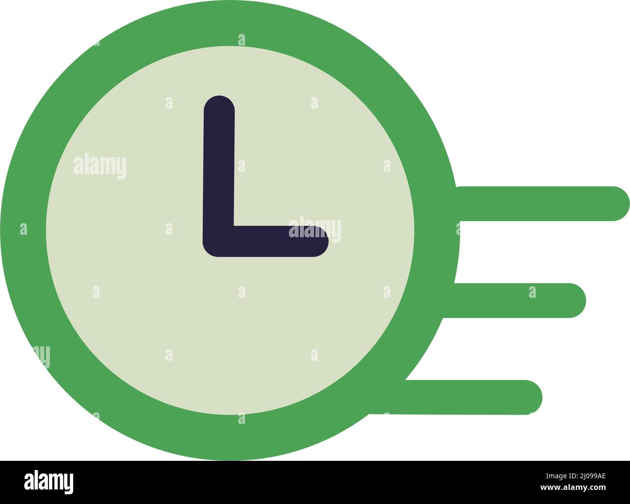 Time is moving forward. A moving clock icon. Editable vectors. Stock Vector