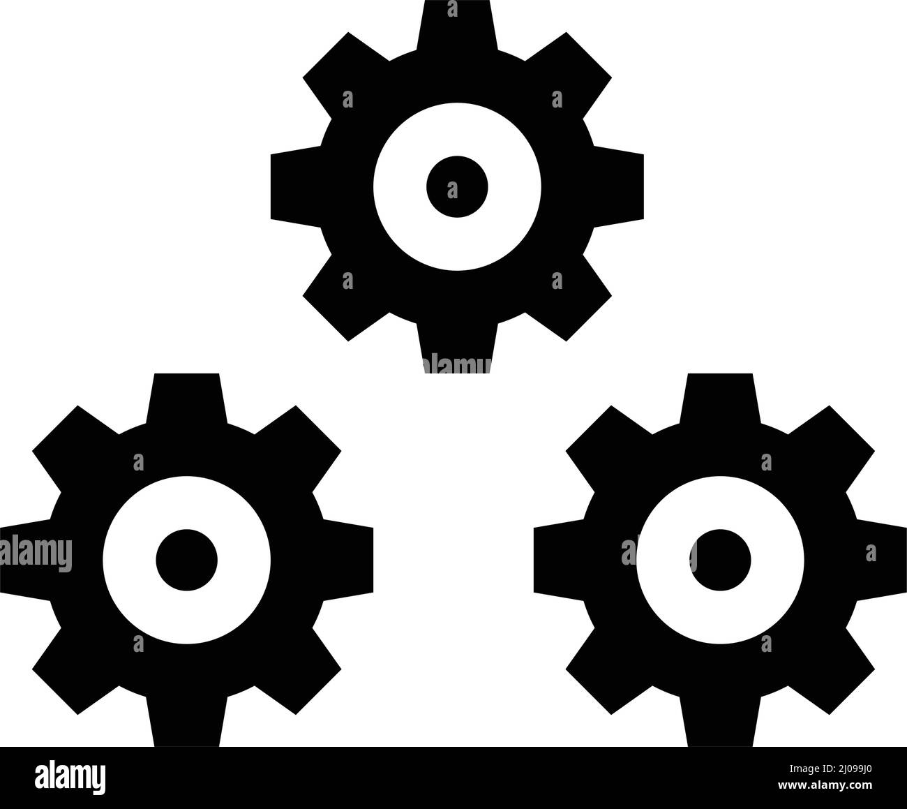 Three gear icons. System configuration and customization. Editable vectors. Stock Vector