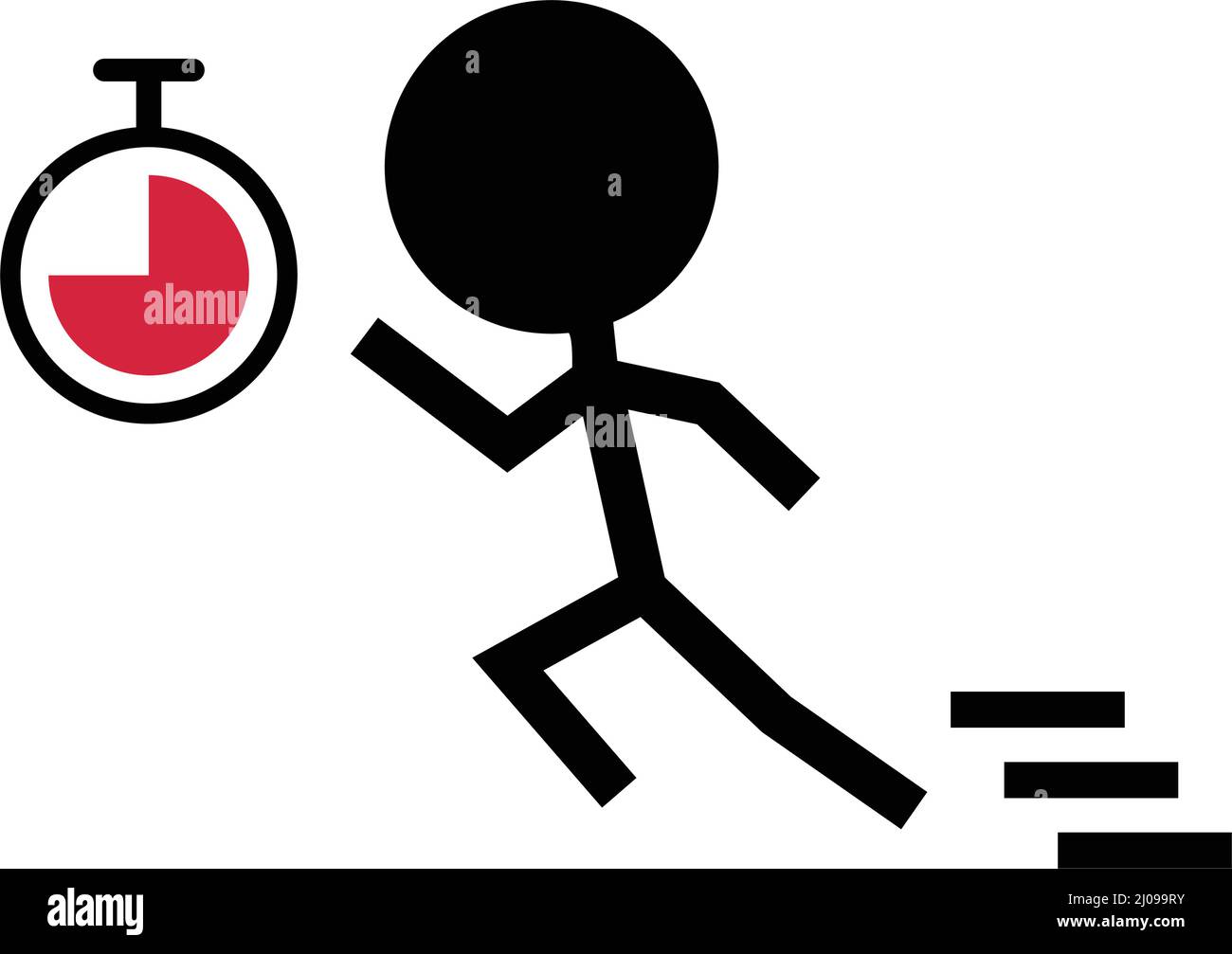 Pictogram of running person and stopwatch. Short-distance running. Time measurement of marathon. Editable vector. Stock Vector