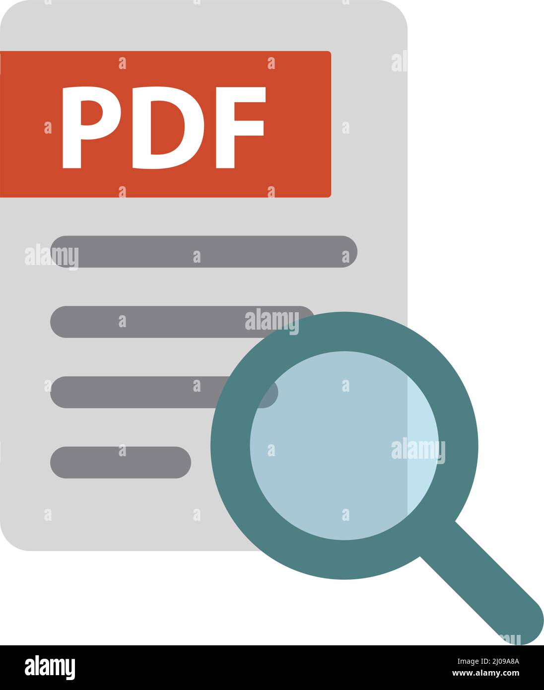 PDF document checking. Business document verification. pdf icons and magnifying glass icons. Editable vector. Stock Vector