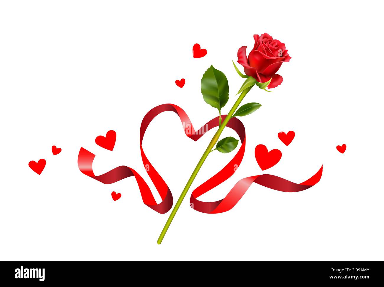 Rose, hearts and ribbon Stock Vector Image & Art - Alamy