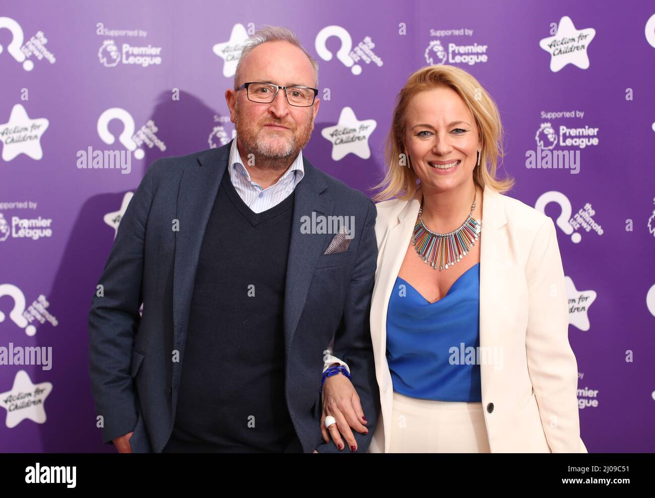 John and Daisy McAndrew attending the Action for Children's The Ultimate News Quiz 2022, at the Grand Connaught Rooms, central London. Picture date: Thursday March 17, 2022. Stock Photo