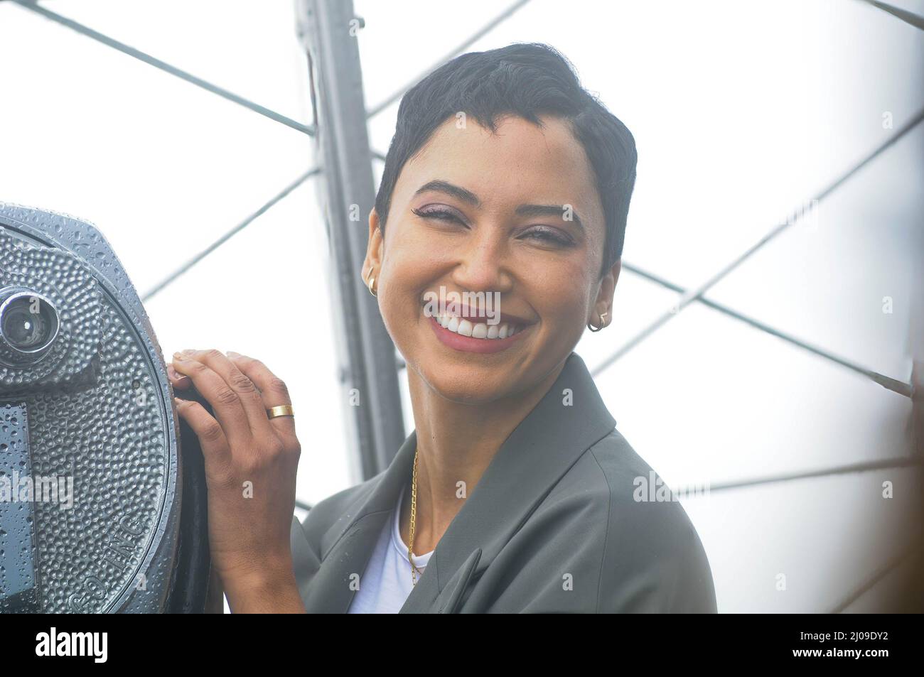 New York, USA. 17th Mar, 2022. Andy Allo visits the Empire State ...