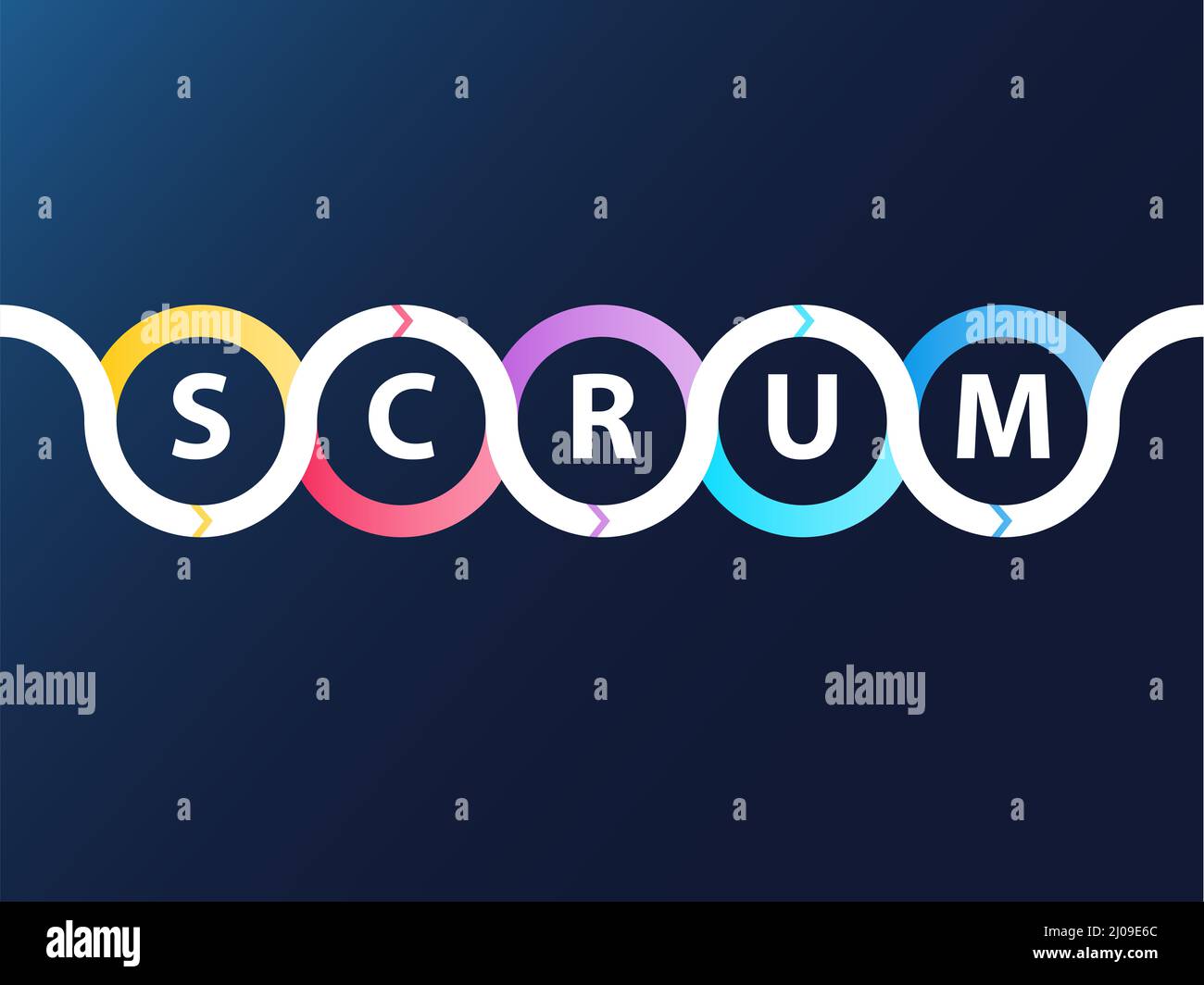 Scrum agile development infographic with text. Perfect as headline or background for presentation or newsletter Stock Photo