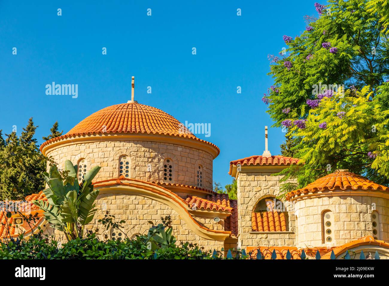 Agios Georgios Alamanou Monagroulli ortodox monastery, Limassal, Cyprus Stock Photo