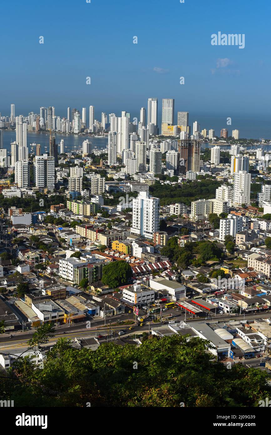 View of Cartagena from Convento Santa Cruz de la Popa, Colombia Stock Photo