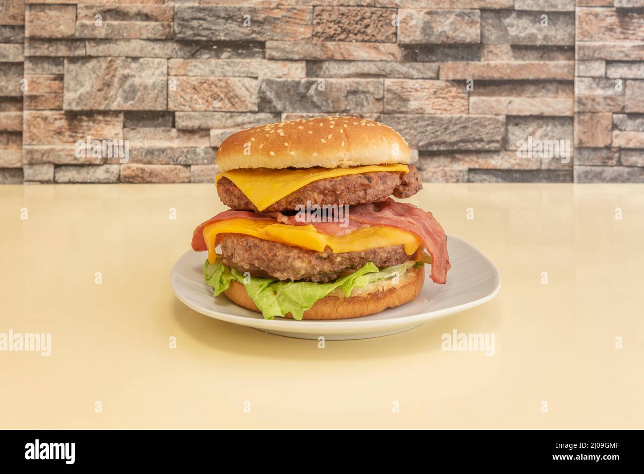 The double burger with two pieces of meat seasoned with a dash of salt