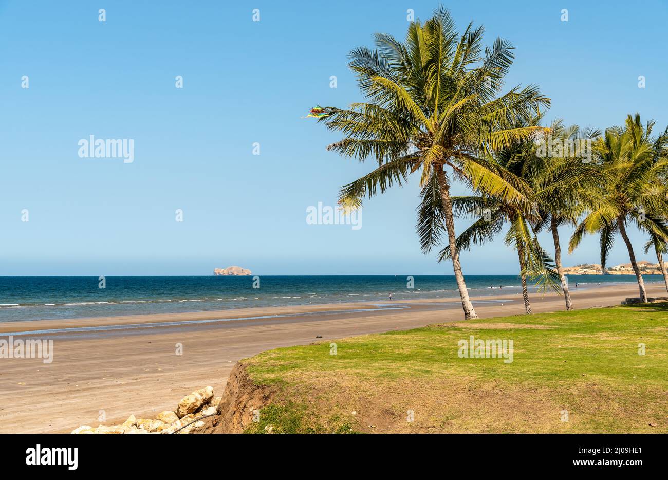 Landscape of Shatti Al Qurum Beach in Muscat, Sultanate of Oman, Middle East Stock Photo