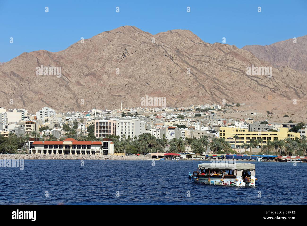 Glass boat ride at Aqaba in Jordan Stock Photo