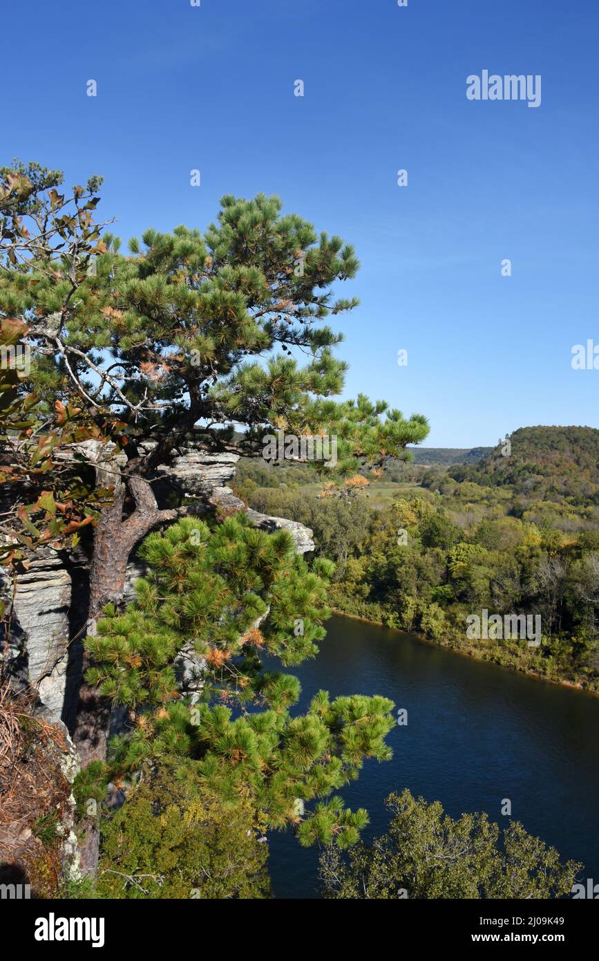 View from the City Bluff Overlook in Calico Rock, Arkansas, shows a peaceful and serene White