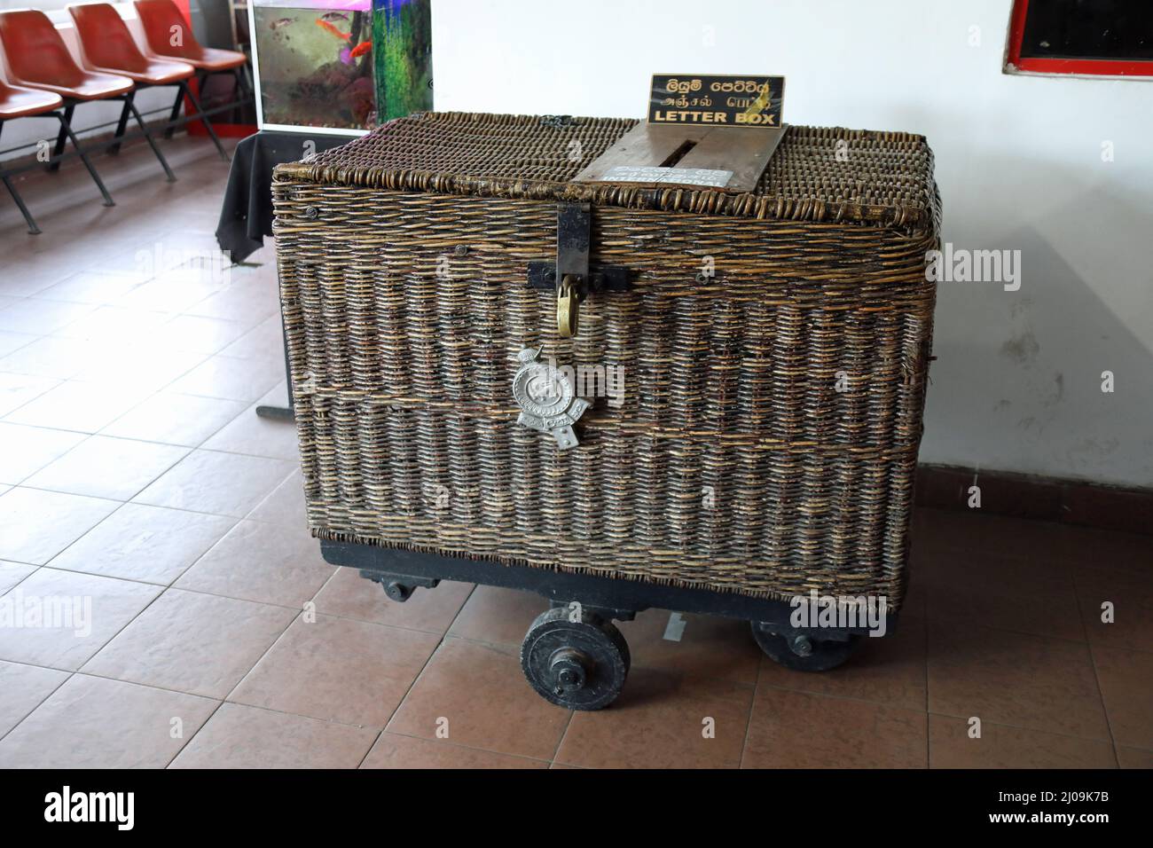 Historic letter box at Nuwara Eliya Post Office in Sri Lanka Stock