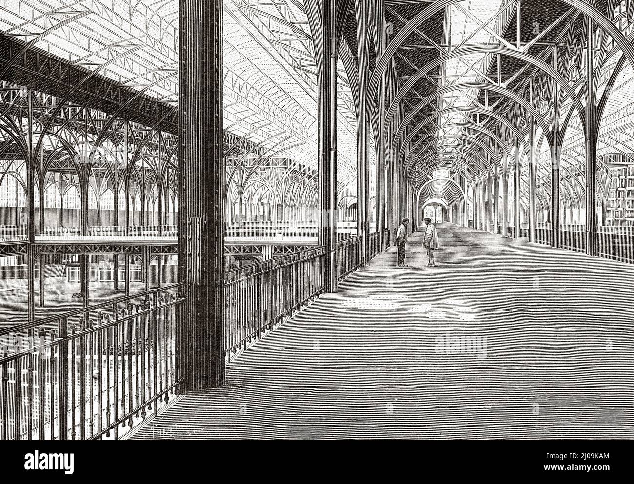 Universal Exhibition 1900 in Paris. Palace of Civil Engineering & Mode of Transport. France, Europe. Old 19th century engraved illustration from La Nature 1899 Stock Photo