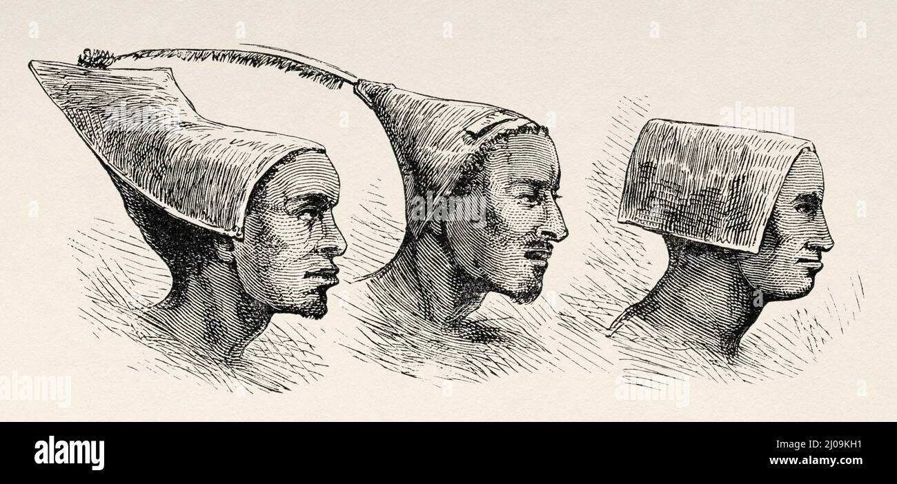 African guides for the expedition of Lieutenant Cameron, Central Africa. Old 19th century engraved illustration from Journey from Zanzibar to Benguela by Verney Lovett Cameron, Le Tour du Monde 1877 Stock Photo