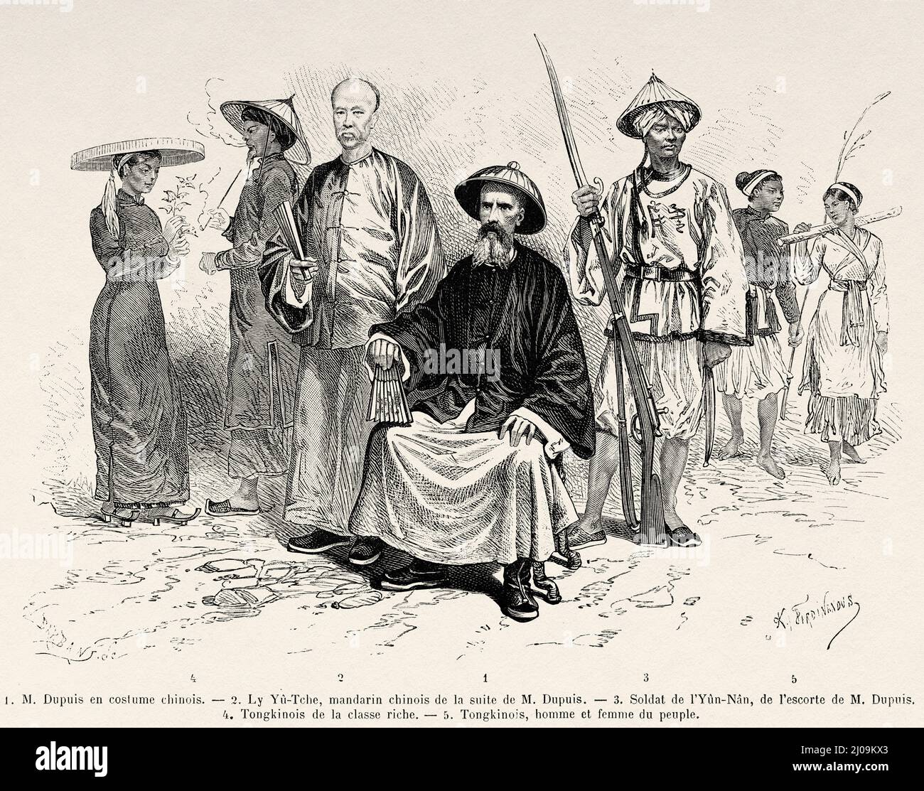 Jean Dupuis (1829-1912) was a French trader and explorer, dressed in  traditional chinese folk costume. Conquest of the Tonkin Delta by Romanet  de Caillaud Stock Photo - Alamy