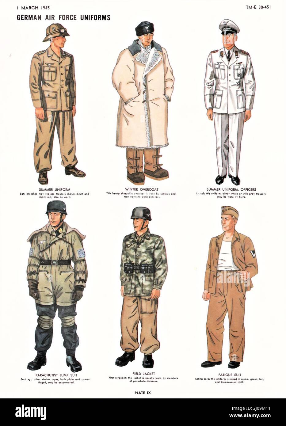 Handbook on German military forces by US War Department March 1945 - german air force uniforms Stock Photo