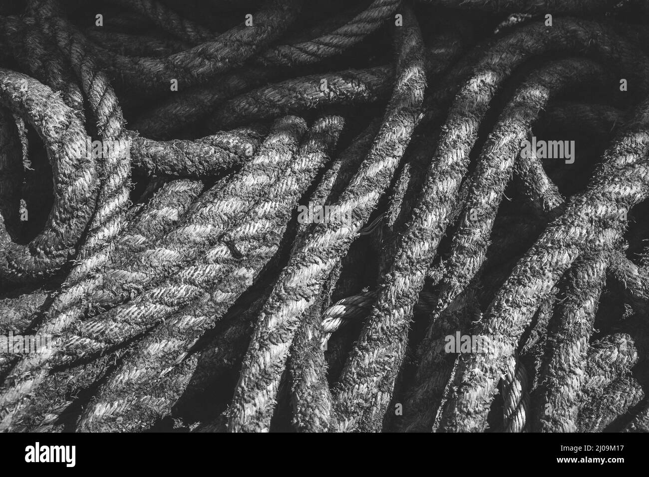 Bunch of ropes in the bay Stock Photo - Alamy