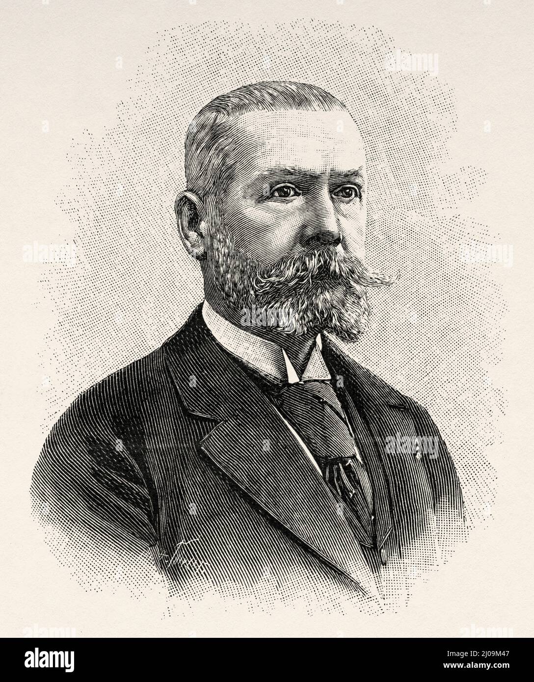 Gaston Tissandier (1843-1899) was a French chemist, meteorologist, aviator and editor. He founded and edited the scientific magazine La Nature and wrote several books. France, Europe. Old 19th century engraved illustration from La Nature 1899 Stock Photo