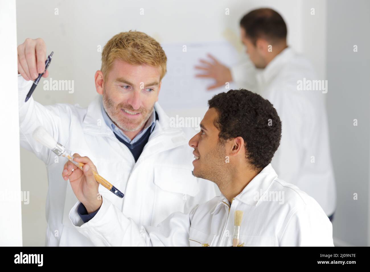 portrait of painter with apprentice Stock Photo