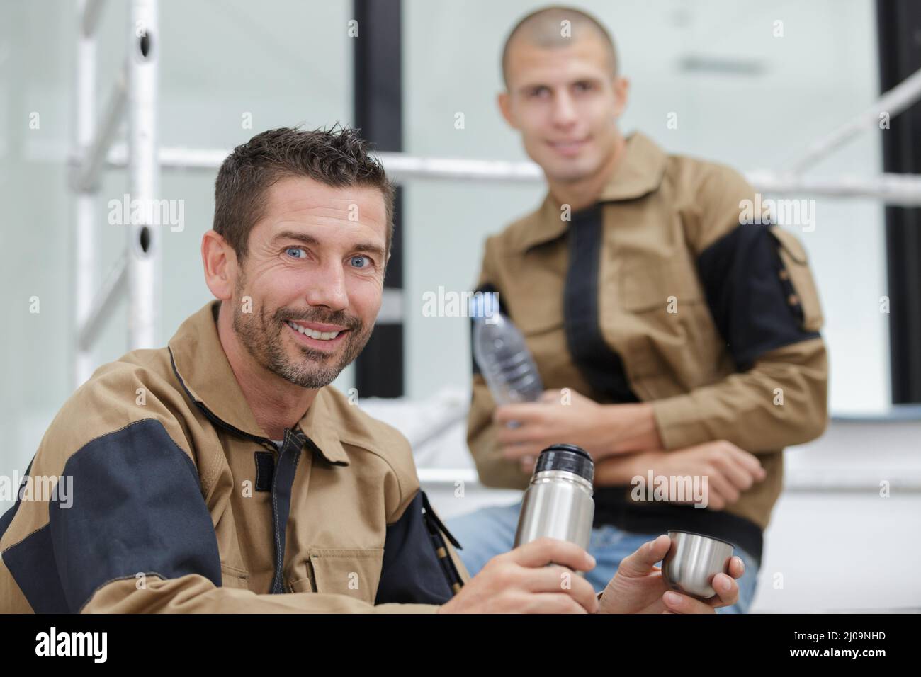 modern building business and workers having a break Stock Photo