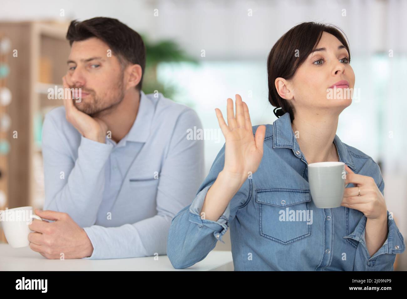 angry couple in the morning at home Stock Photo - Alamy