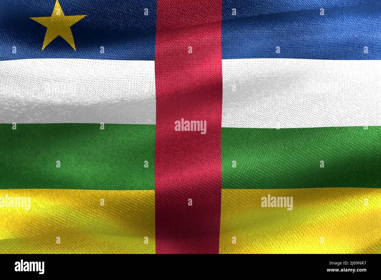 Realistic 3D render of waving Central African Republic flag with fabric ...