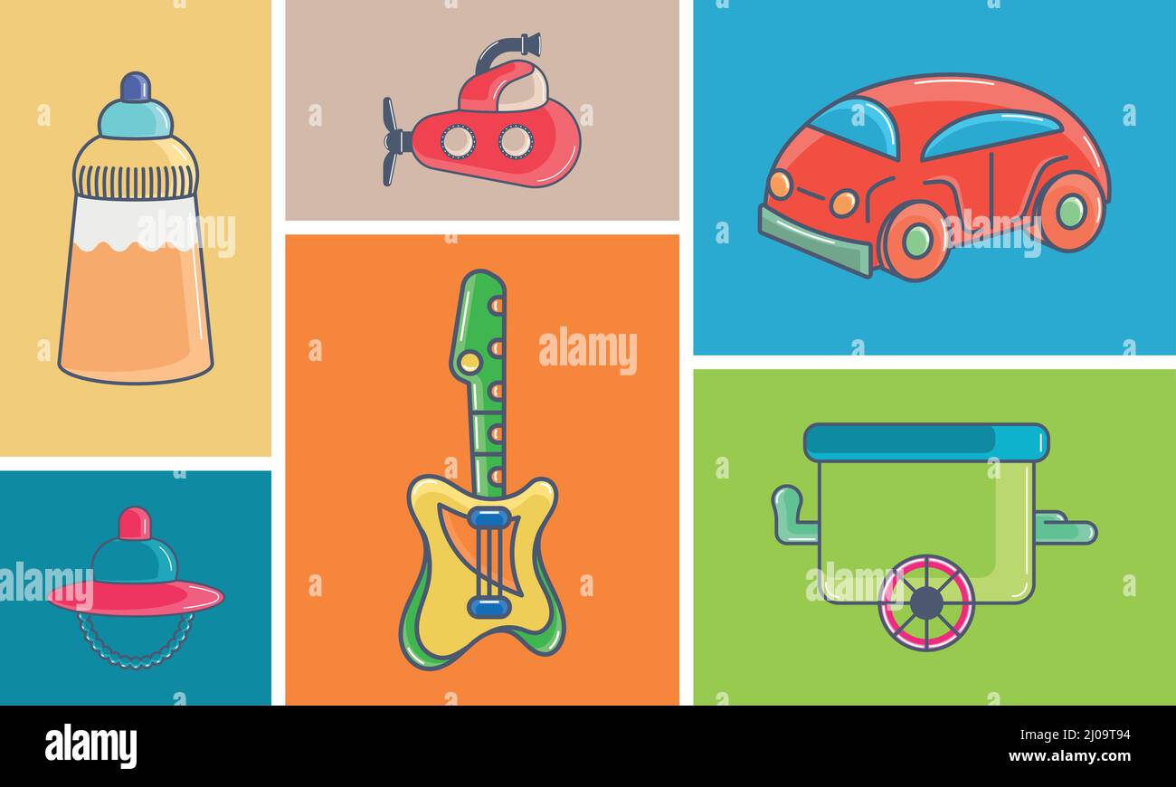 Set of different toy icons flat design Vector Stock Vector Image & Art ...