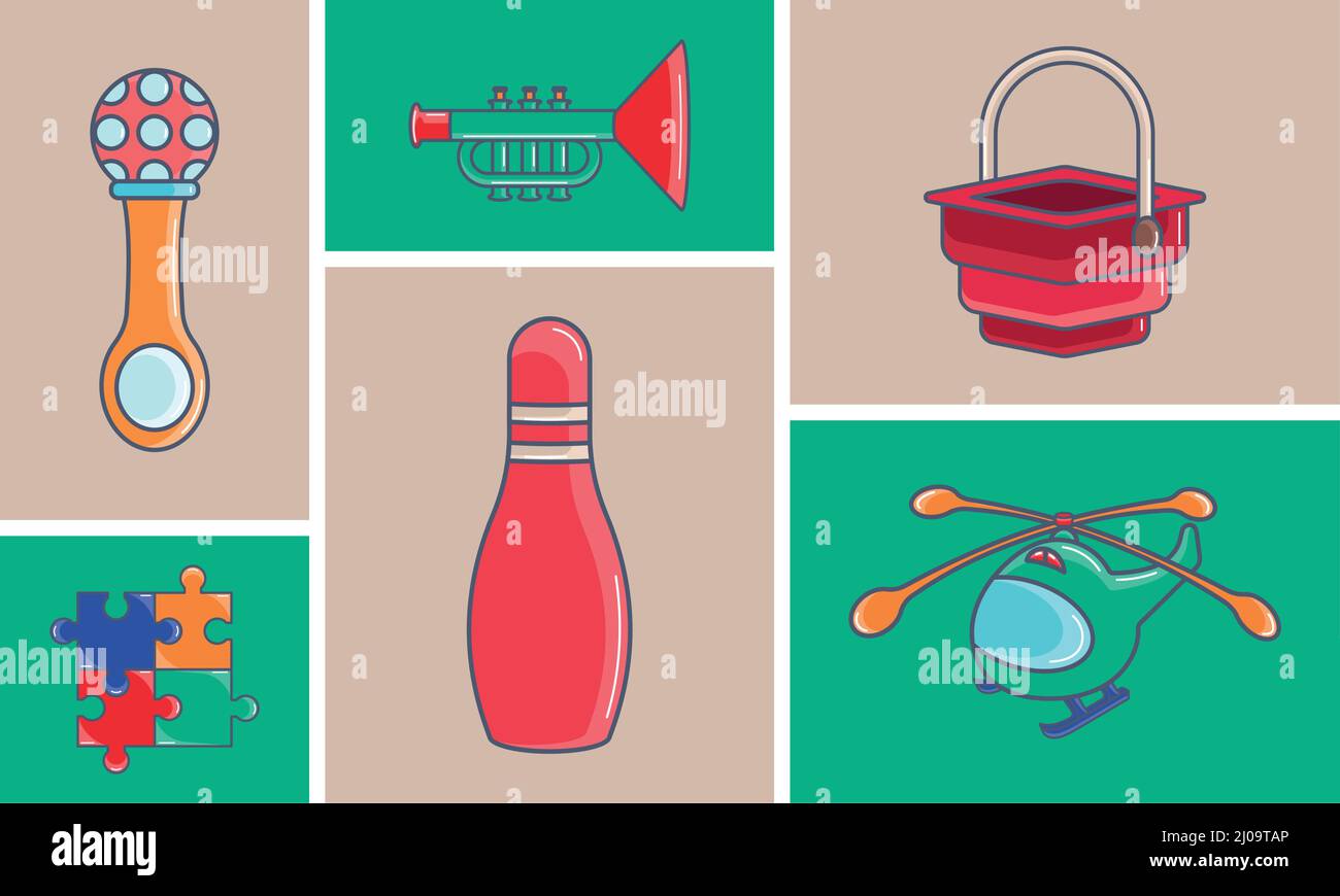 Set of different toy icons flat design Vector Stock Vector Image & Art ...