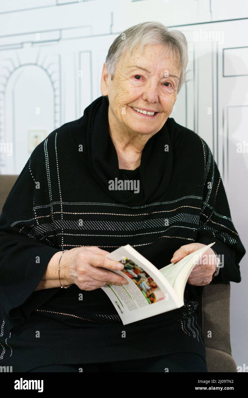 Madrid, Spain. 17th Mar, 2022. Actress Maria Galiana seen during the presentation of the book 'Recycle cooking' by Pepa Chacón at Zayas cultural center in Madrid. Credit: SOPA Images Limited/Alamy Live News Stock Photo