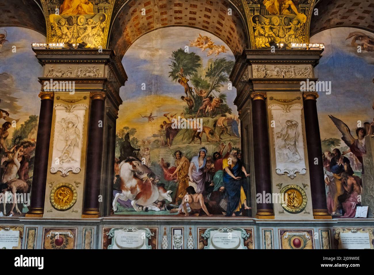 Interior of Palazzo Pitti (Palace Pitti), mural, Florence, Tuscany Region, Italy Stock Photo