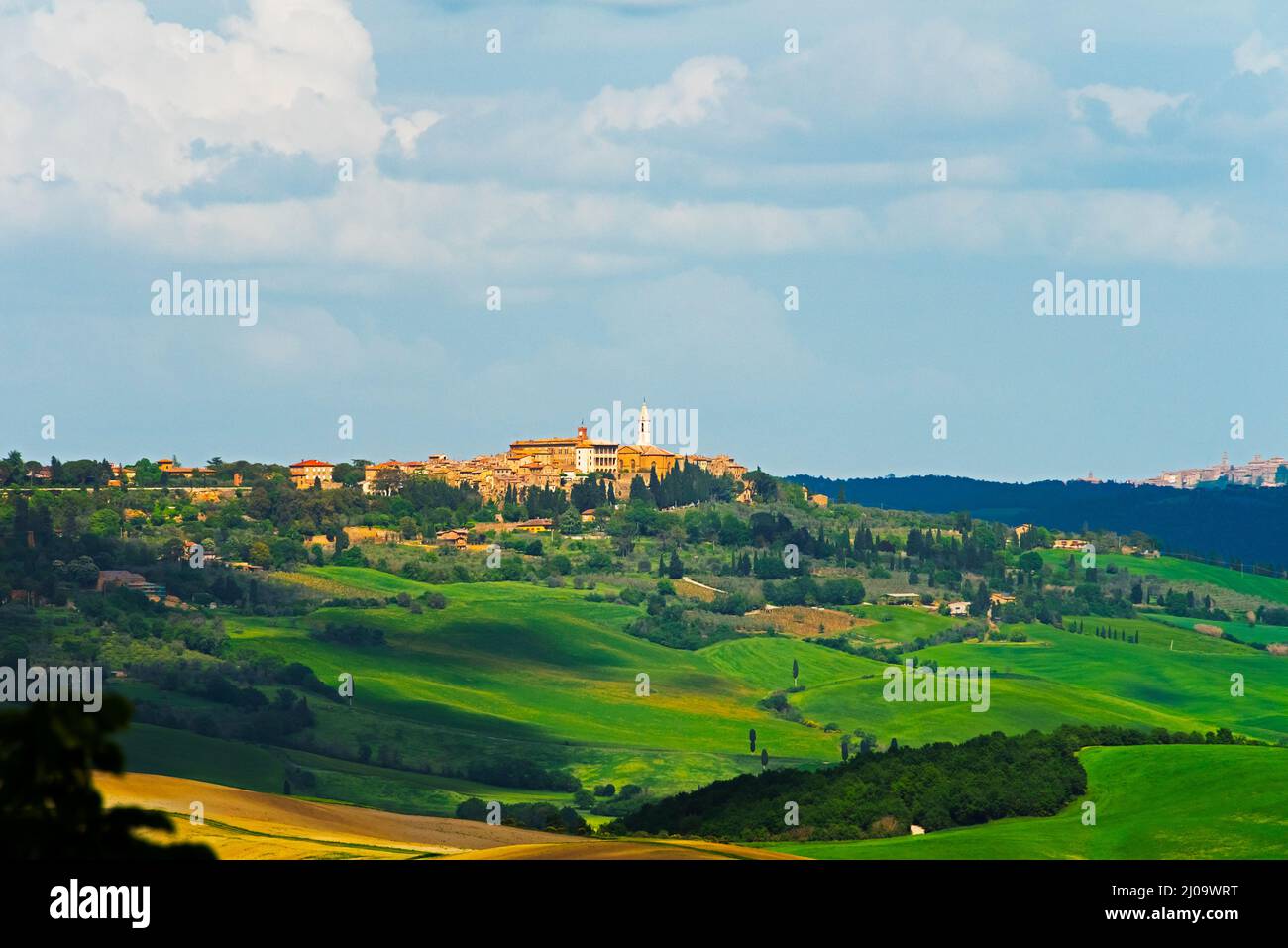 Historic town, Val d'Orcia, Siena Province, Tuscany Region, Italy Stock Photo