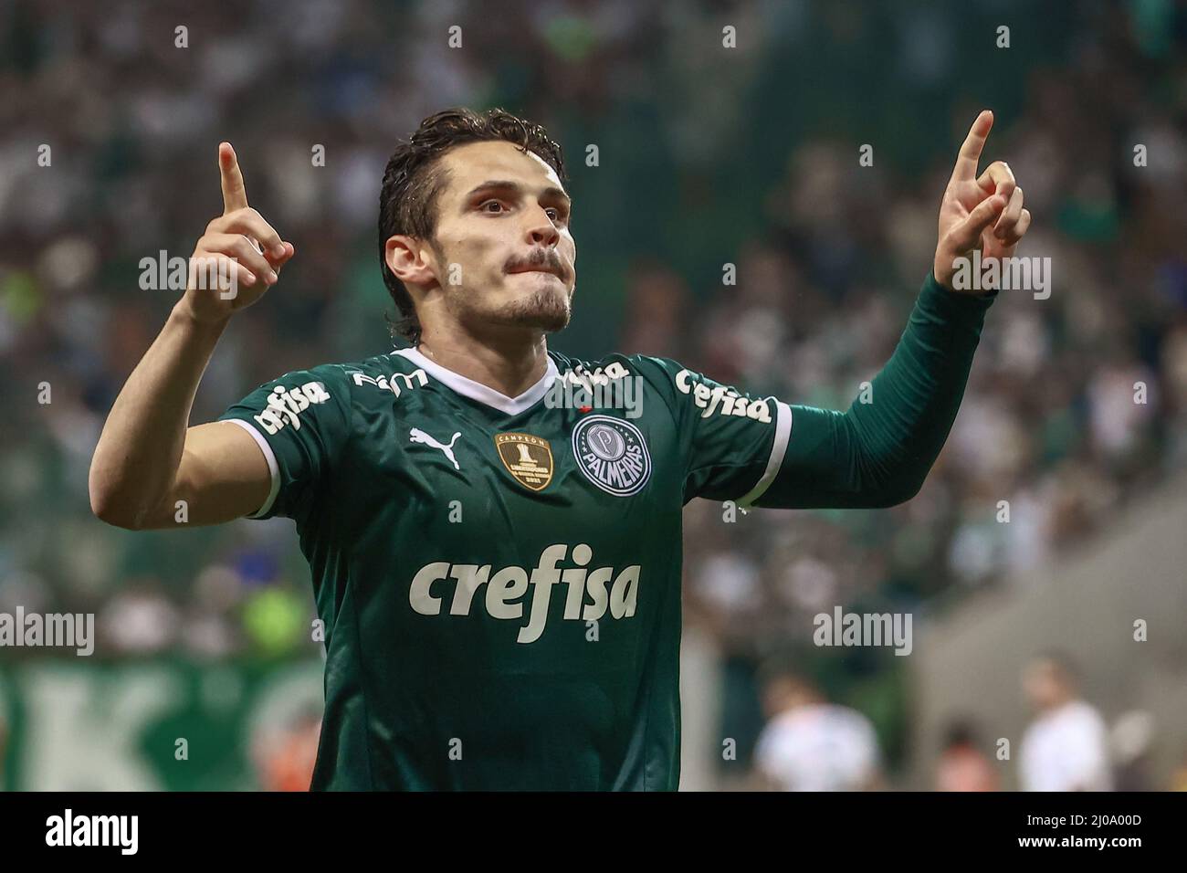 SP - Sao Paulo - 01/26/2022 - PAULISTA 2022, PALMEIRAS X PONTE PRETA - Rony  Palmeiras player celebrates his goal during a match against Ponte Preta at  the Arena Allianz Parque stadium