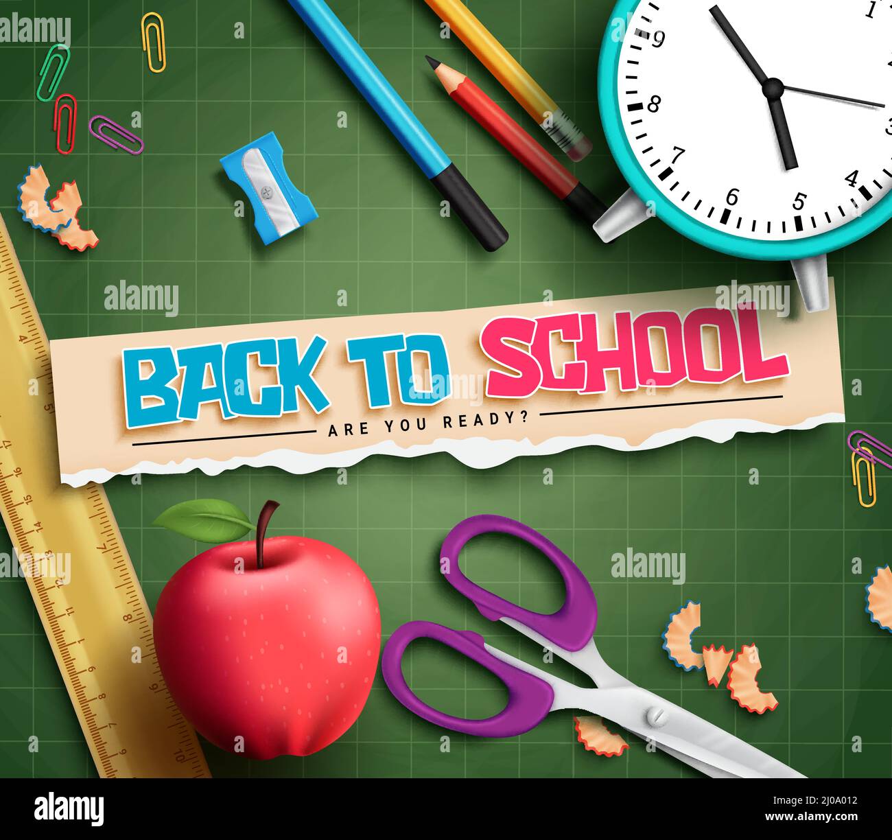 Back to school vector concept design. Back to school text in torn paper