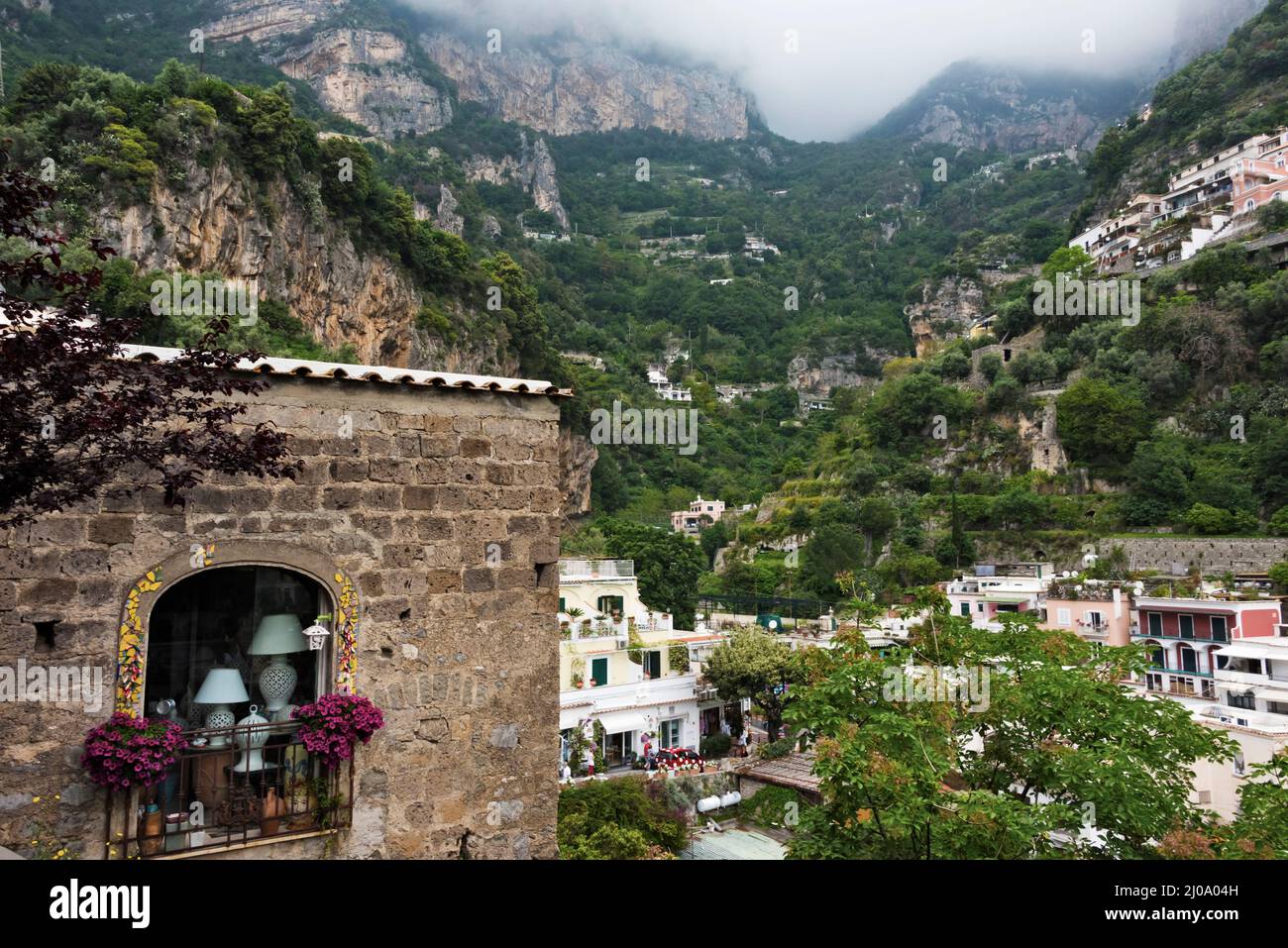 Positano along the Amalfi Coast, Salerno Province, Compania Region, Italy Stock Photo