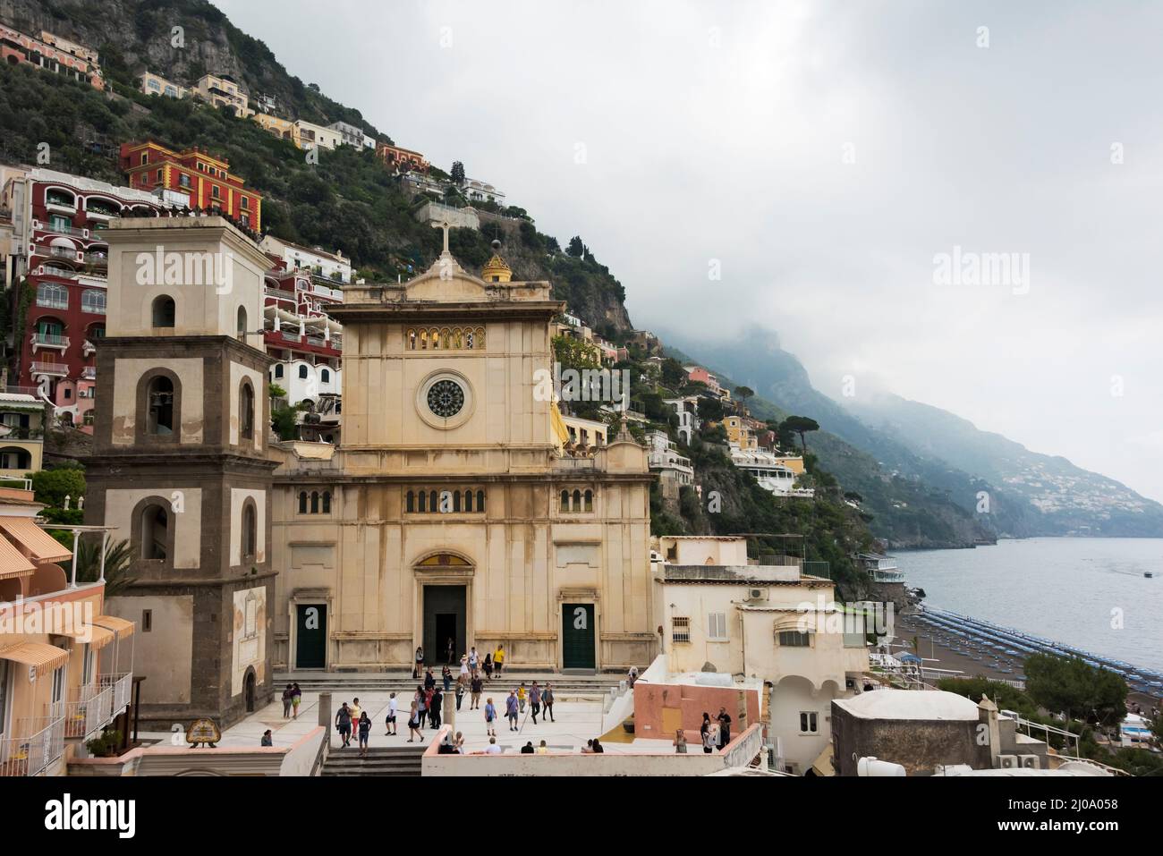 Church in Positano along the Amalfi Coast, Salerno Province, Compania ...