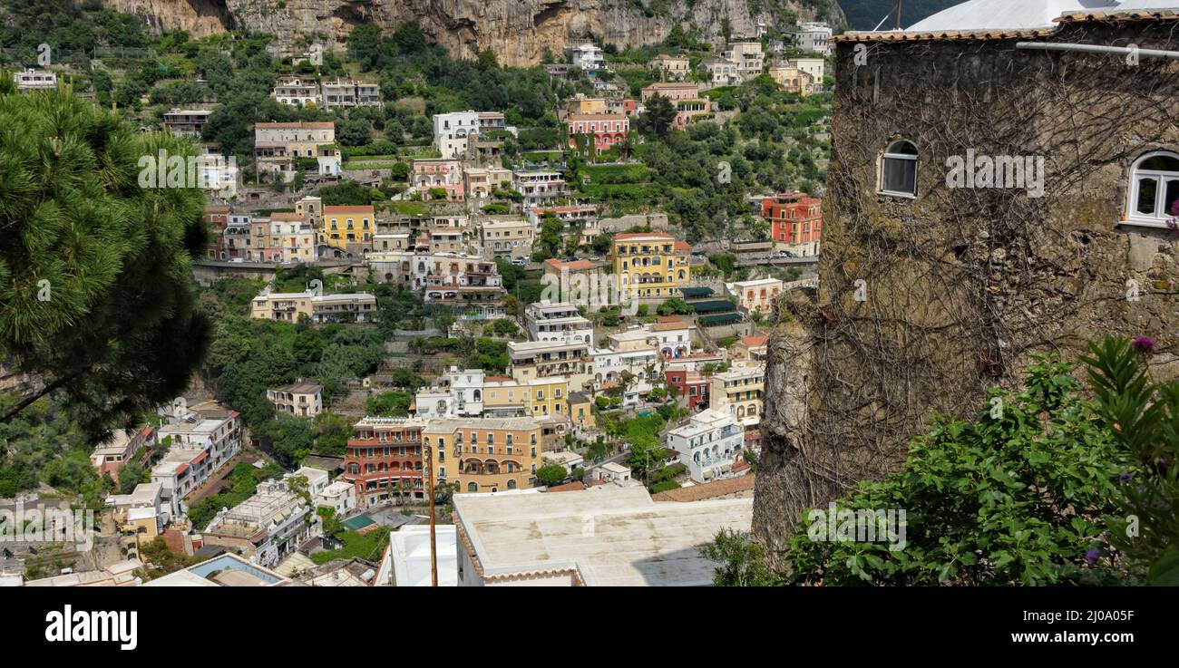 Positano along the Amalfi Coast, Salerno Province, Compania Region, Italy Stock Photo