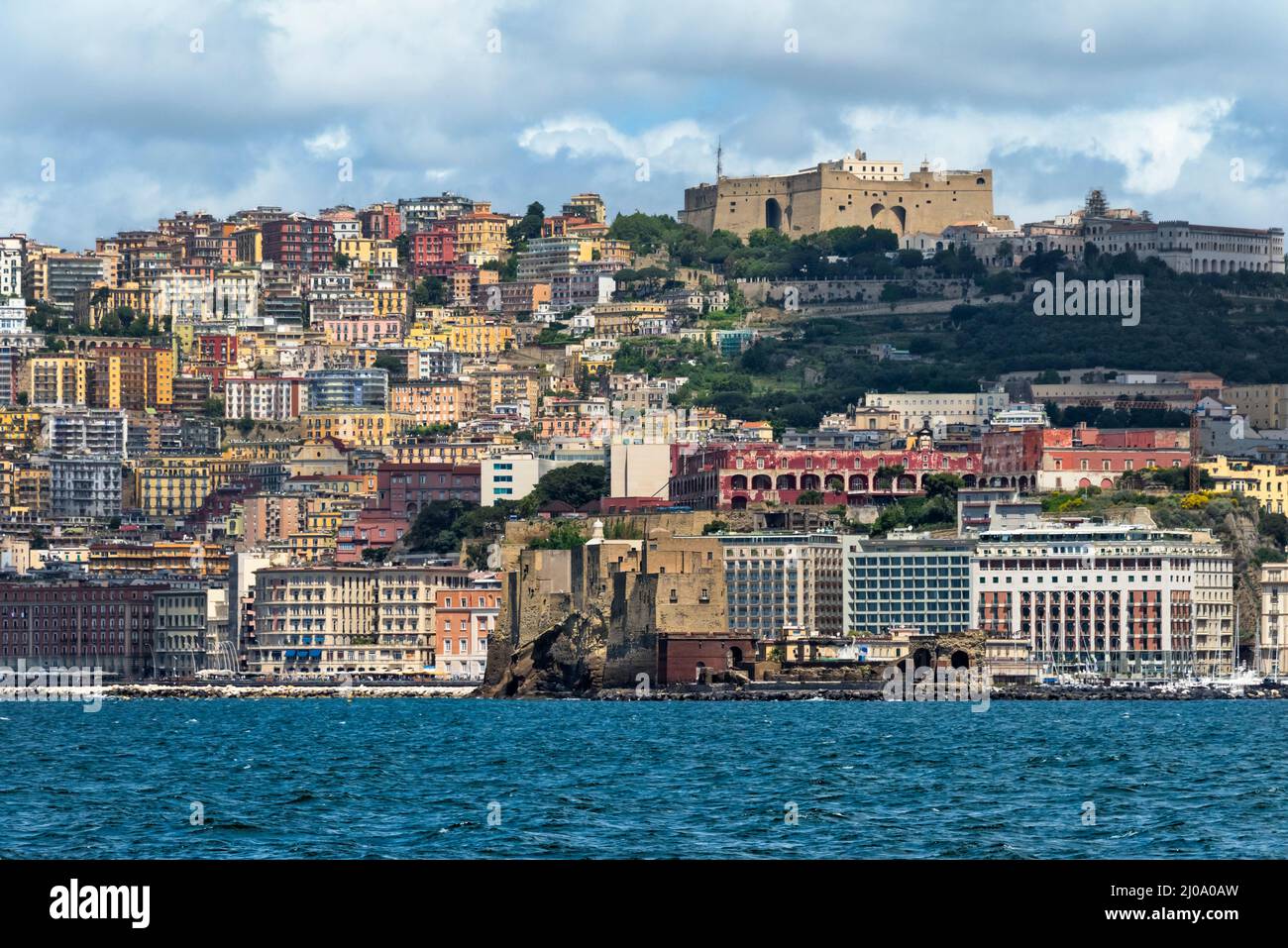 Castel sant'Elmo on a hilltop overlooking the harbor, Naples, Campania Region, Italy Stock Photo