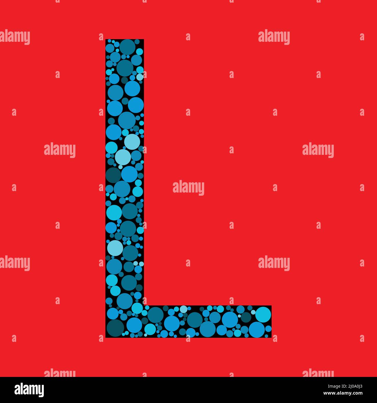 Capital Letter L. Vector abstract alphabet design. Letter fill with the round shapes. eps 10 Stock Vector