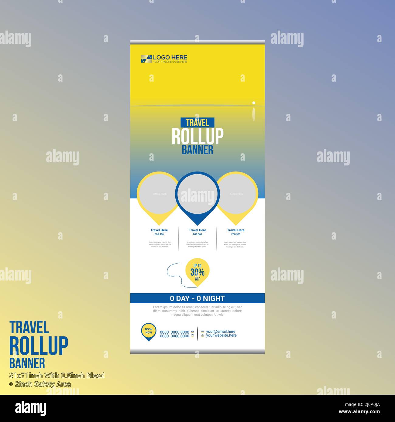 travel roll up banner design Stock Vector
