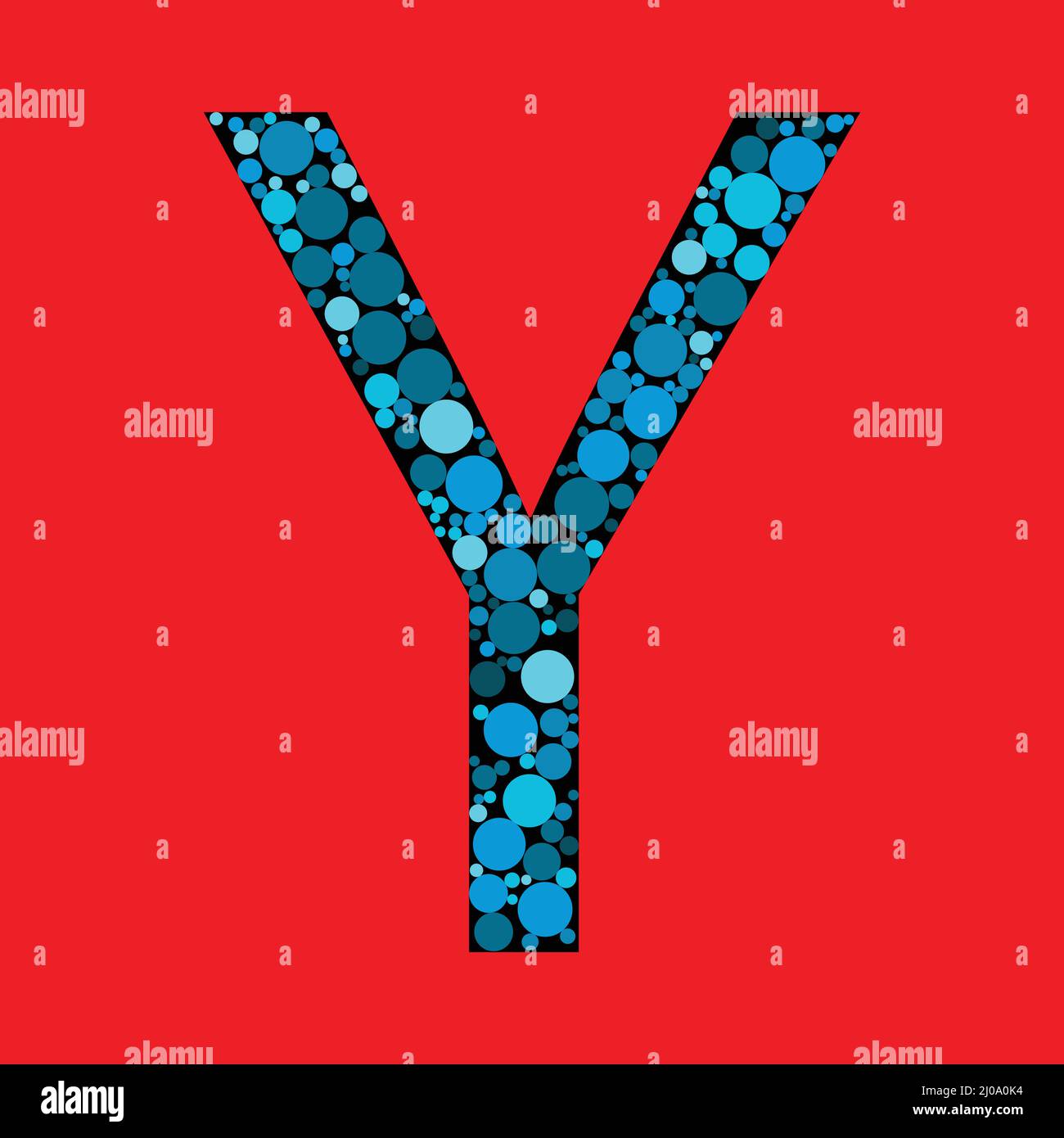 Capital Letter Y. Vector abstract alphabet design. Letter fill with the round shapes. eps 10 Stock Vector